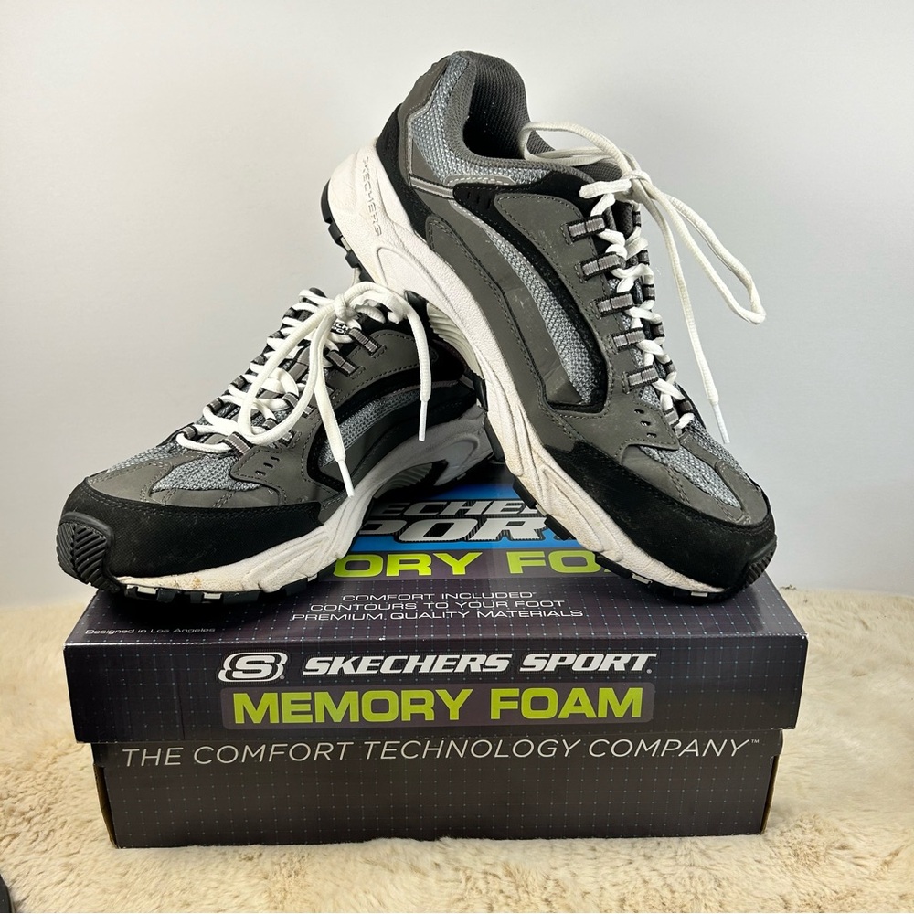 Skechers‎ Black and Gray Athletic Shoes with Memory Foam Comfort Men’s 11